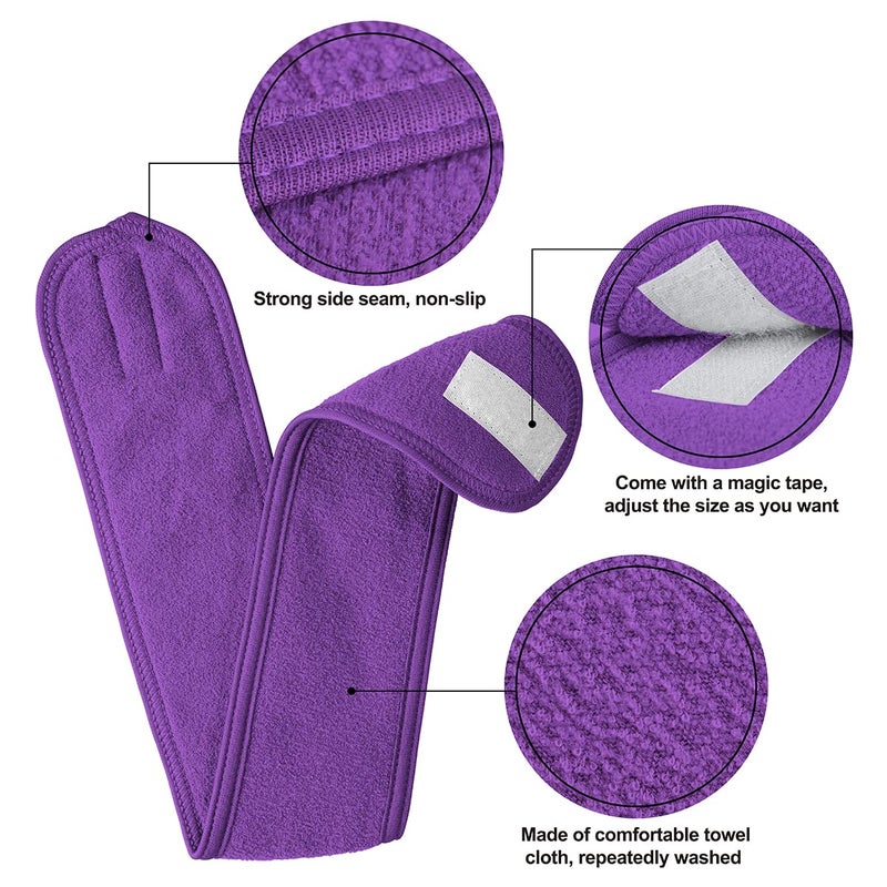 Denfany Spa Headband 3 Pack Ultra Soft Adjustable Face Wash Headband for Face Washing, Shower, Makeup and Sport (purple) - Image 3